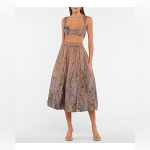 Zimmermann Luminous Linen Silk Bralette and Skirt Set US 4/6
